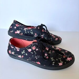 Floral Black Canvas Sneakers
